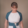Lotus Wrap yoga strap and meditation belt used in a Restorative yoga shoulder harness