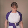 Lotus Wrap yoga strap and meditation belt used in a Restorative yoga shoulder harness