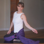Lotus Wrap yoga strap and meditation chair. Used here sitting on the heels to support the low back as a comfortable seat. 